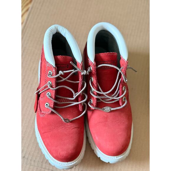 TIMBERLAND NELLIES DOUBLE RED NUBUCK WOMENS SIZE 8 - Picture 4 of 9
